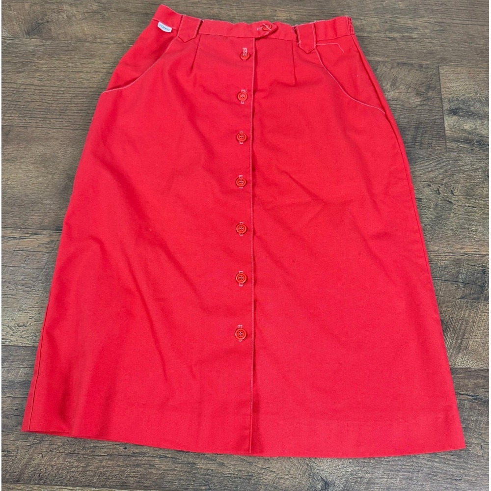 Vintage 80's Sporting Life Duffer Button Front Skirt Women 27 Red